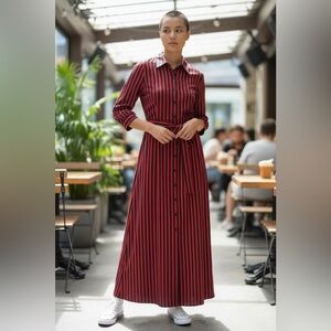 SHEIN Long Sleeve Dress with Red and Black Stripes